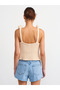 10524 Handcrafted Floral Detailed Knitwear Top with Straps-Natural - 2