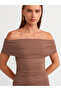 91153 Off-The-Shoulder Gathered Dress-Milky K. - 4