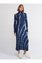 90163 Turtleneck Batik Knitwear Dress-Navy Blue - 4