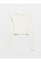 31236 Ecru Crop Top - Long Sleeve - 2
