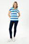 Women's Cobalt Blue Polo Neck T-Shirt 50263969-Vr045 - 4