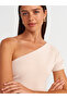 90221 Asymmetrical Draped Knit Dress- Light Beige - 4