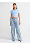 71486 Pleated Snow Wash Denim Trousers-Blue - 3