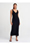 90212 V-Neck Knitwear Dress-Black