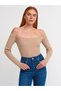 10503 Bardot Collar Ribbed Crop Sweater-dark Beige