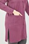 Women's Plum Buttoned Large Size Mother Long Combed Cotton Cardigan with Pockets - 7
