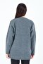 Women's Gray V-Neck Buttoned Pocket Knitted Wool Mother Knitwear Short Cardigan - 7