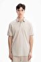 Ar-Ma Men's Polo Collar T-Shirt Unprinted Basic Regular Fit Double Collar Combed Cotton Pique Y27374352601 Beige-B1