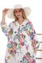 Bohomiyan Plus Size Italian Long Digital Flower Printed Linen V-Neck Shirt Dress - 3