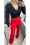Red Crepe Fabric Trousers - 2