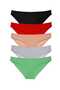 5 Pieces Super Eco Set Lycra Women's Slip Panties Black Red Skin Gray Green
