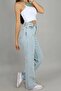 Super High Waist Ice Snow Lycra Palazzo Jeans - Wide Leg