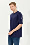 Men's Navy Blue Comfort Long Crew Neck T-Shirt 50265229-Vr033 - 3