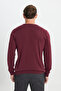 Men's Claret Red Standard Fit Normal Cut Crew Neck Cotton Knitwear Sweater - 5