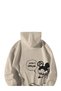 Unisex Cream Playboi Carti Printed Oversize Hooded Kangaroo Pocket Hoodie - 4
