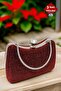 Claret Red Special Glitter Imported Fabric Evening Dress Bag with Armrests