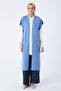 Long Knitwear Vest with Blue Pockets - 2