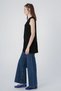 Women's Black Sleeveless Crew Neck Skirt Pleated Blouse Underwear - 3