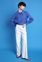 Off-White Cotton Lycra Wide Leg Trousers with Slits on the Legs