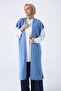 Long Knitwear Vest with Blue Pockets - 5