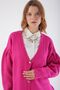 Fuchsia V-Neck Heart Buttoned Knitted Cardigan - 5