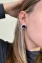 Small Oval Montana Stone Gold Color Evening Dress Women's Earrings - 3