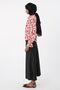 Claret red-white Crepe Blouse with Tie Detail on the Collar - 3