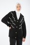Black Tassel Embroidered V-Neck Knitwear Cardigan - 5