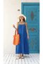 Blue Ayrobin Long Dress with Adjustable Straps - 7033 - 4
