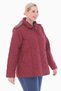 Women's Large Size Plaid 75 Cm Seasonal Claret Red Quilted Coat 1024 - 4