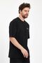 Men's Simplicity Printed Oversize 100% Cotton Loose Wide Cut Crew Neck Casual Black T-Shirt - 3