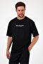 Men's Darkness Back Printed Oversize 100% Cotton Loose Wide Cut Crew Neck Casual Black T-Shirt - 4