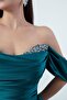 satin EveninG Dress - Chest stone DeTail, ECR5007 - 3