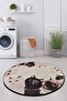 Angry Cats Diameter 100 cm Bathroom Carpet Washable, Non-Slip Base Djt