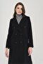 Jacket Collar Medium Length Double Breasted Coat BLACK 3910 - 4