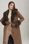Medium Length Coat with Removable Collar and Sleeves and Button Closure TABA 3905 - 6