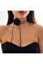 Black Rose Satin Necklace Lace-up Choker Necklace