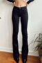 Hot Women Black Flared Leg Denim Pants High Waist Flared Jeans Compressor - 4