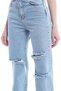 Women's Light Blue Lycra Super High Waist Loose Jeans Palazzo Trousers (SUPER HIGH.) Wide Leg. - 4