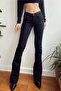 Hot Women Black Flared Leg Denim Pants High Waist Flared Jeans Compressor