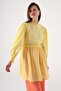Light Yellow Ruffle Detailed Tunic with Gathered Waist