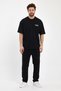 Men's Love's for Show Printed Oversize 100% Cotton Loose Wide Cut Crew Neck Casual Black T-Shirt - 5
