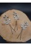 Silver-Colored Stone and Floral Triple Bridal Crown Set – with Hairpin Detail - 2