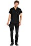 Men's Black Lycra Thin Fabric Scrubs Doctor Nurse Uniform Bat Sleeve Surgical Suit - 5