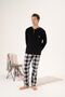 Men's Winter Buttoned Collar Checked Bottom Fleece Pajama Set - 3