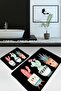 Happy Cactus Black Set of 2 Bathroom Rug Set, Toilet Mat