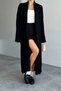 Women's Black Shawl Collar Long Knitwear Cardigan - 2