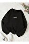 Black Cotton Oversize Sweatshirt - Unisex, Crew Neck, Printed