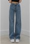 Bodrum Lycra Loose Women's Blue Snow Wash Super High Waist Loose Leg Denim Jeans - 2
