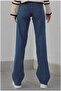 Medium Blue Power Lycra - High Waist Loose Leg Denim Jeans - 4